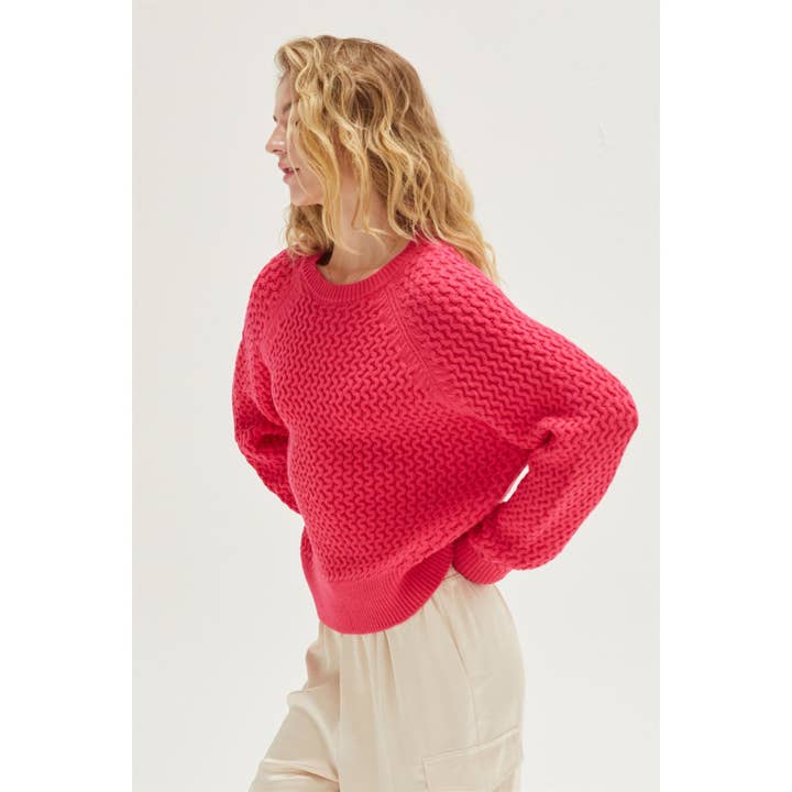 HYFVE - Wholesale Knit Sweater - Women's - DZ24F025-Swirl Knit Sweater