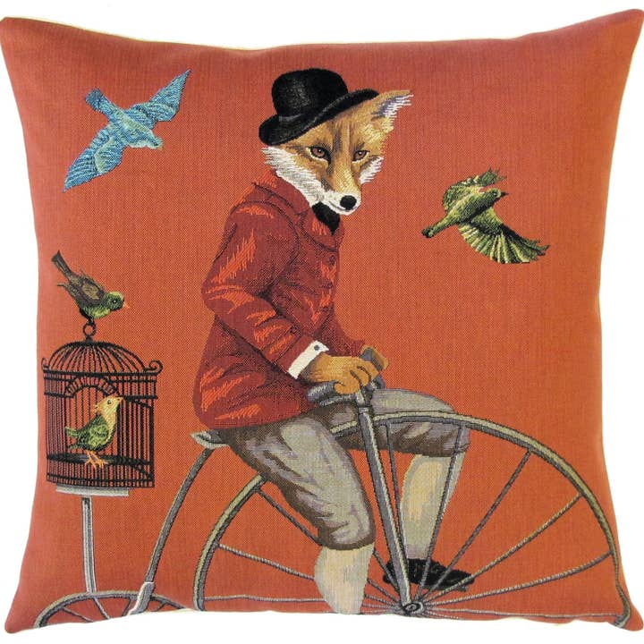 Quirky Fox Decor | Fox Throw Pillow Cover | Biker Gifts for wholesale by yapatkwa - art of the loom