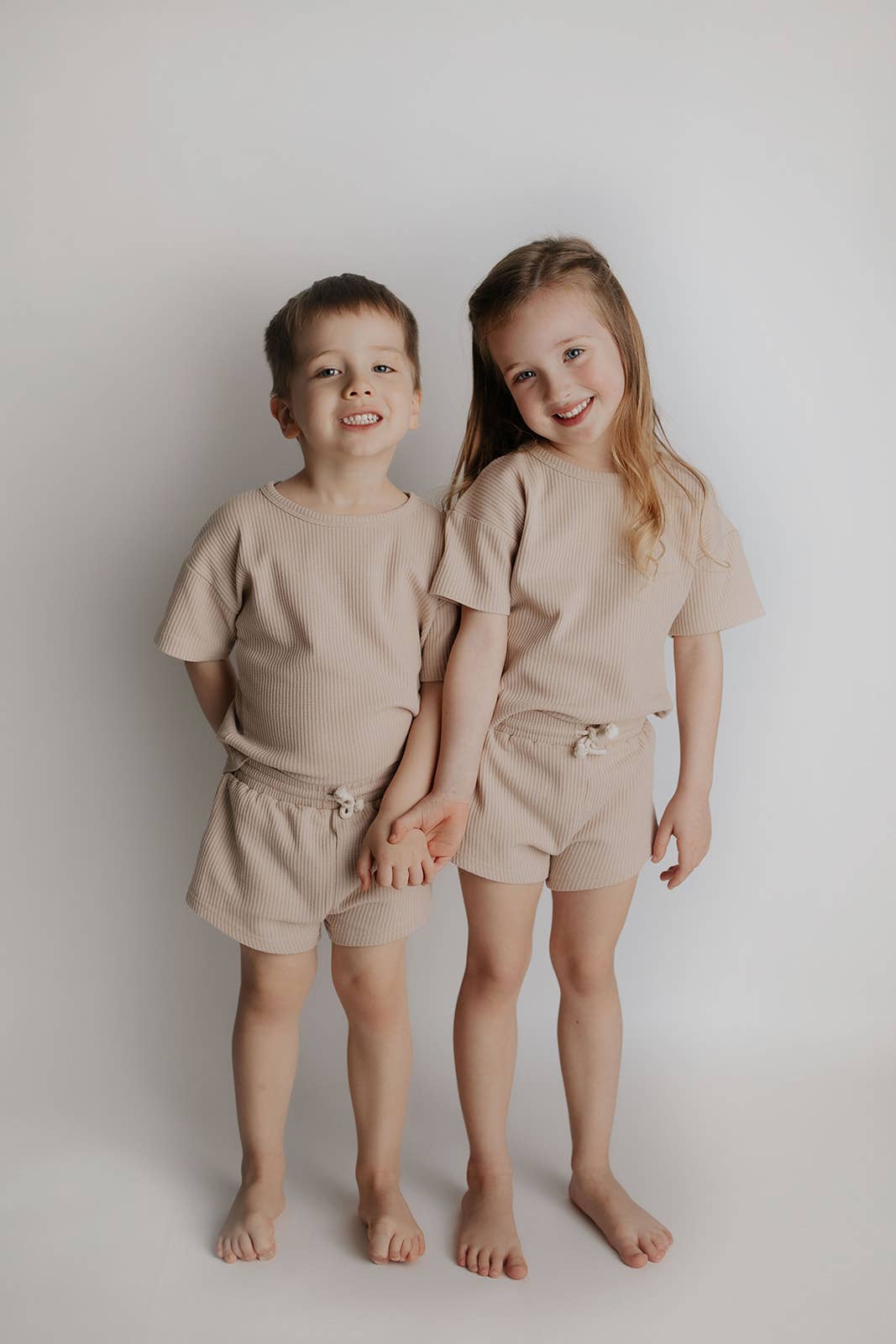 Three Little Tots – wholesale Top & short set – Kids – Tan Summer Waffle Toddler Top & Bottom Set35