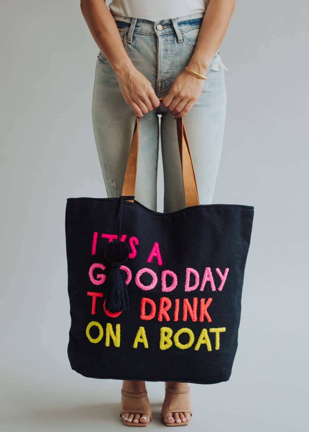 Panache Apparel Co. - Wholesale Tote Bag - Women's - Navy Drink On A Boat Tote5