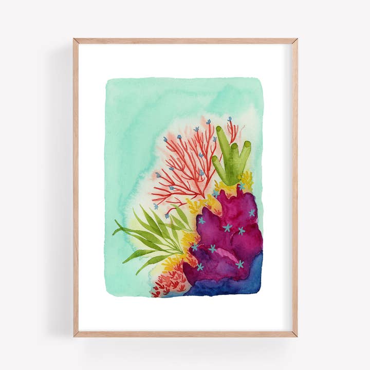Impression d'art aquarelle Coral Reef pour la vente par Farmcliff Studio