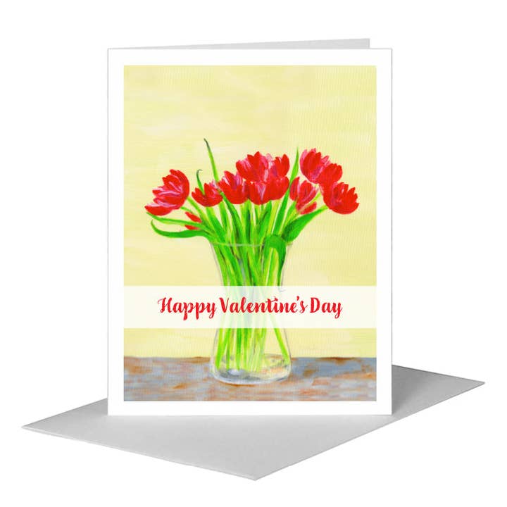 Tulips in Vase, Greeting Card (#8813C) for wholesale by Printed Canvas