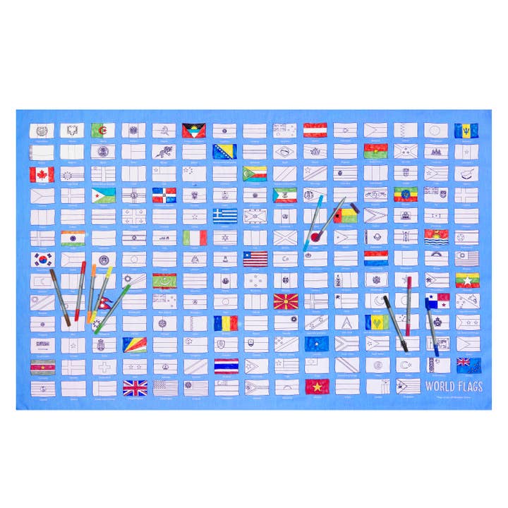 eatsleepdoodle EU - Vendita all'ingrosso Tovaglia da colorare - Bambini e neonati - Tovaglia con le bandiere del mondo, kit da colorare