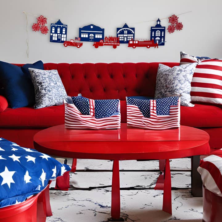 4 juli Small Town Parade Garland voor wholesale door The Creative Garland Company