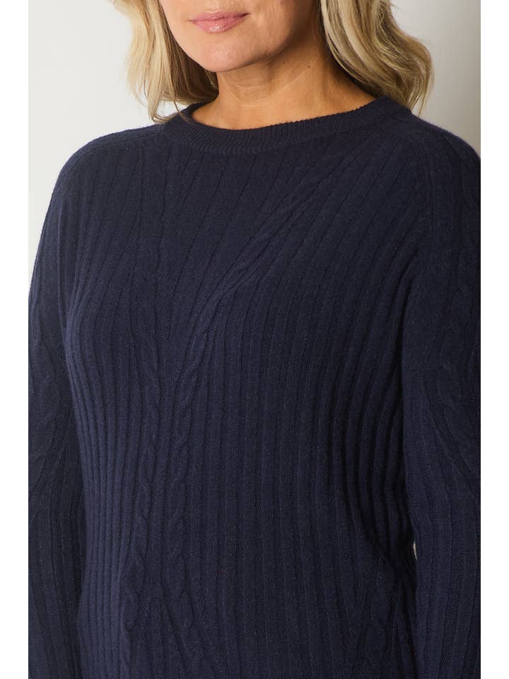 SOLO - Wholesale Knitted jumper – Women′s - Cable Knit Jumper - Navy2