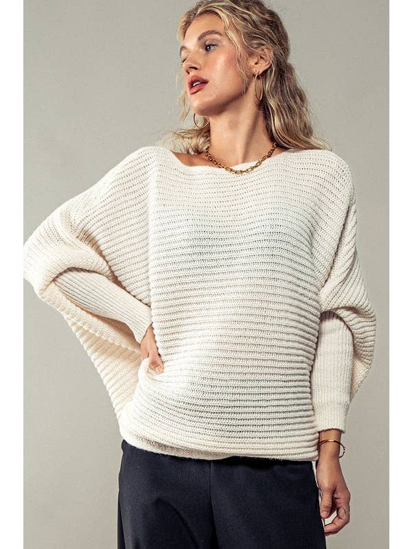 Urban Daizy - Wholesale Knit Sweater - Women's - Drop Sleeve Ribbed Crochet Knit Sweater