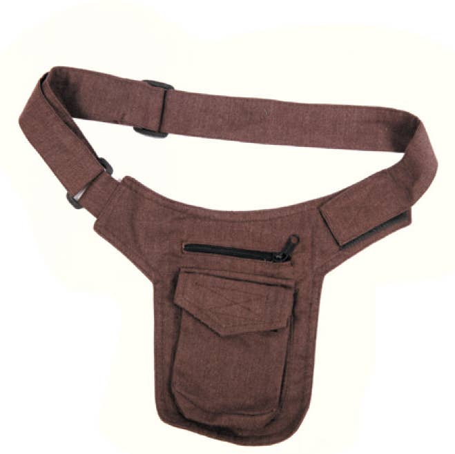 Small Cotton Belt Bag with Velcro Adjustable Strap & Zipper Pocket for wholesale by Avatar Imports LLC