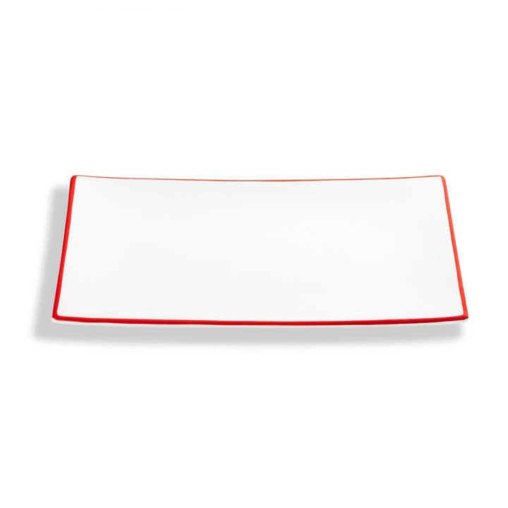 Bordo rosso rubino, piatto rettangolare (30x20cm) per la vendita all'ingrosso da parte di Gmundner Keramik Handels GmbH