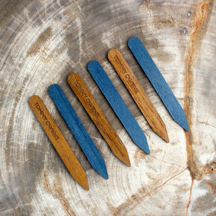 Teak & Blue Maple Collar Stays: Two-Tone Style, Sustainable Choice for wholesale by Tommy Owens