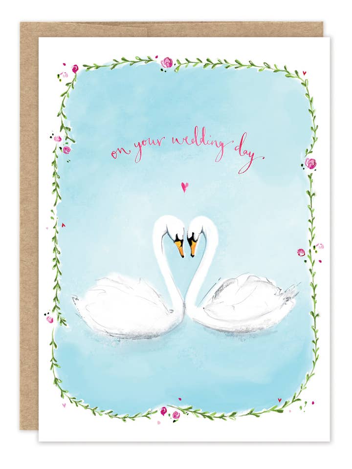 Cygnes sur votre carte de mariage pour la vente par Biely & Shoaf