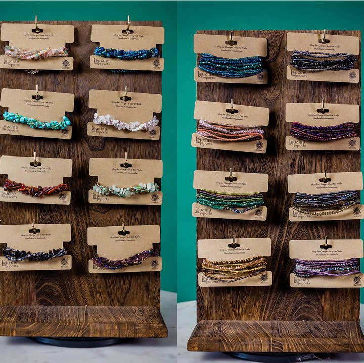 Lucia's Imports - Wholesale Jewelry Stand & Display - Magnetic Bracelet Collection Wooden Display Spinner1