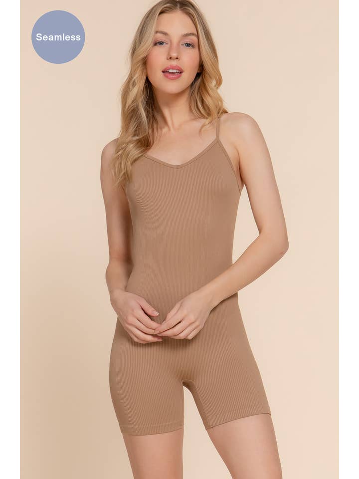 Active Basic | Active USA - Wholesale Romper - Women's - V Neck Fitted Seamless Cami Romper3