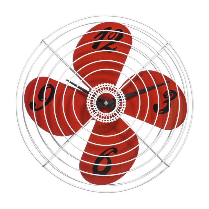 Interiors by Premier – wholesale Wall clock – Red Retro Fan Design Wall Clock
