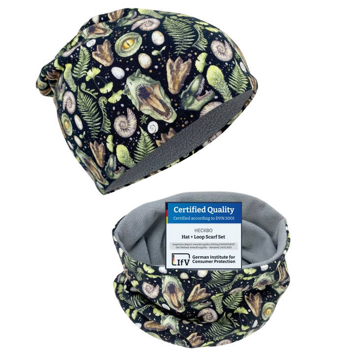 Mütze & Schal Set Dino T-Rex - Wintermütze für den Großhandel von HECKBO