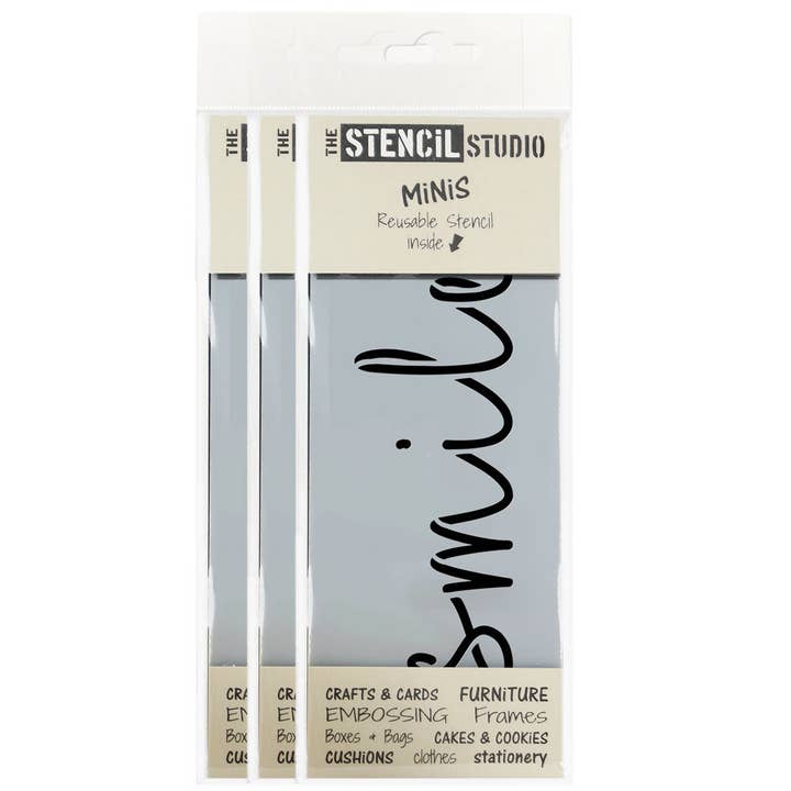 Stencil MiNiS - Smile Text Stencil for wholesale by The Stencil Studio