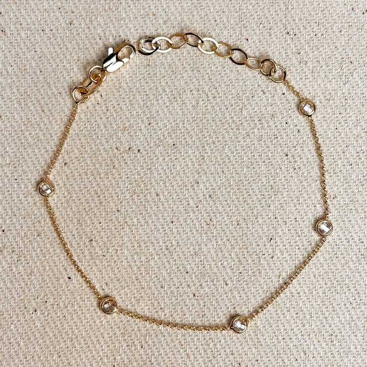 18k Gold Filled CZ Bezel Bracelet for wholesale by GoldFi
