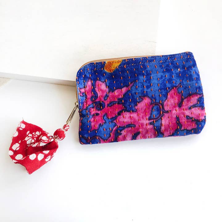 WorldFinds - Wholesale Card Holder - Women's - Kantha Tasseled Card Pouch2