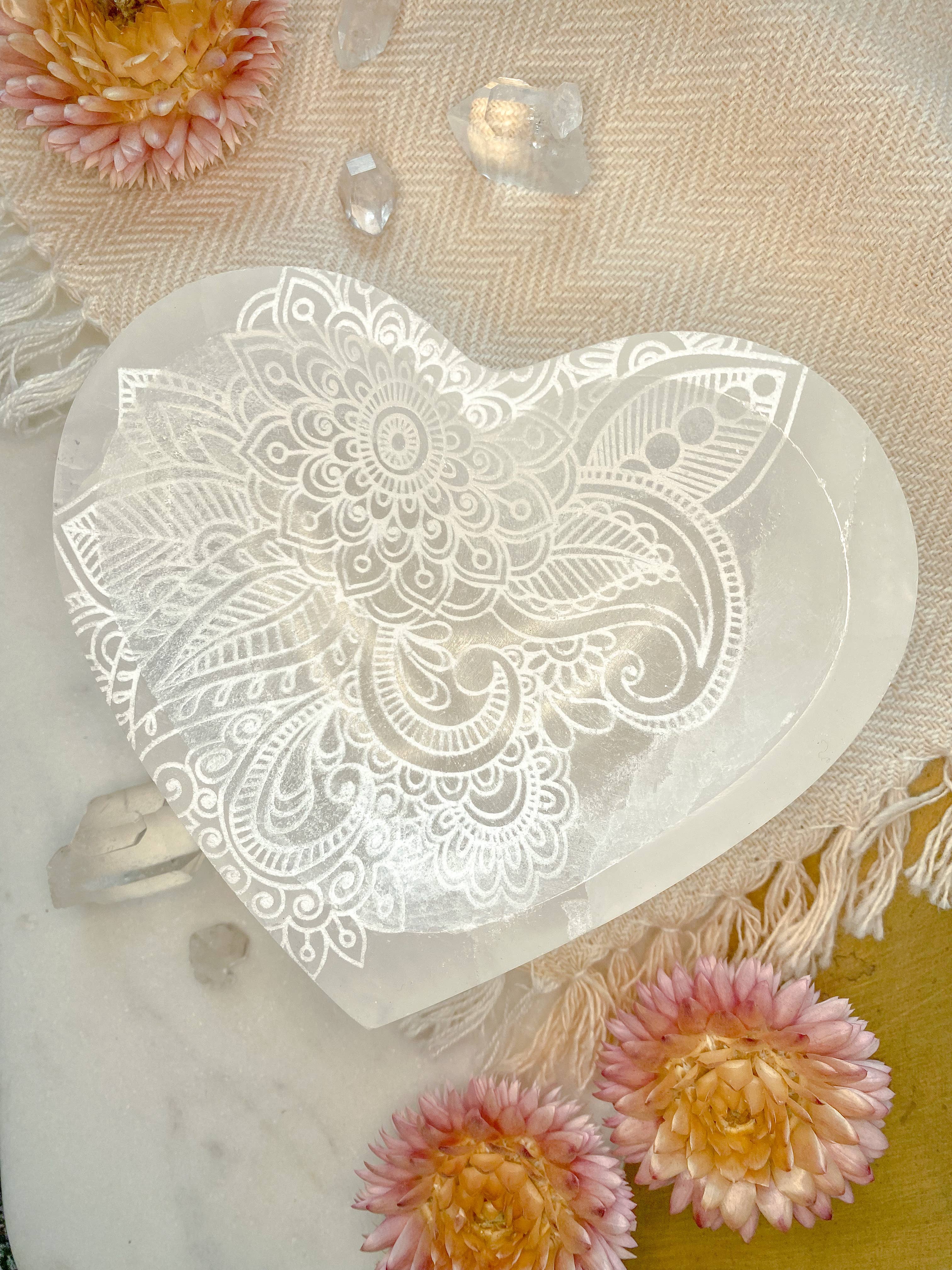 Fractalista Designs - Wholesale Decorative Plate/Dish/Bowl - Henna Heart Selenite Crystal Dish Bowl Mother's Day Gifts7
