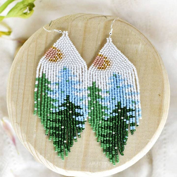 Forest Mist -Beaded Earrings Inspired by the Winter Forest for wholesale by Mother Sierra