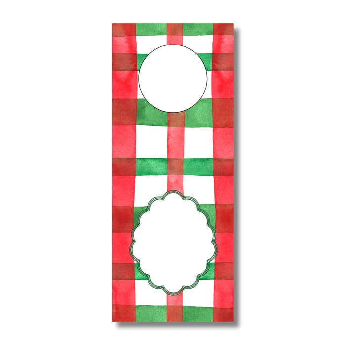 Rutiga julklappsetiketter för vinflaskor – Set om 6, tillverkade i USA för wholesale av Duncan Sister Designs