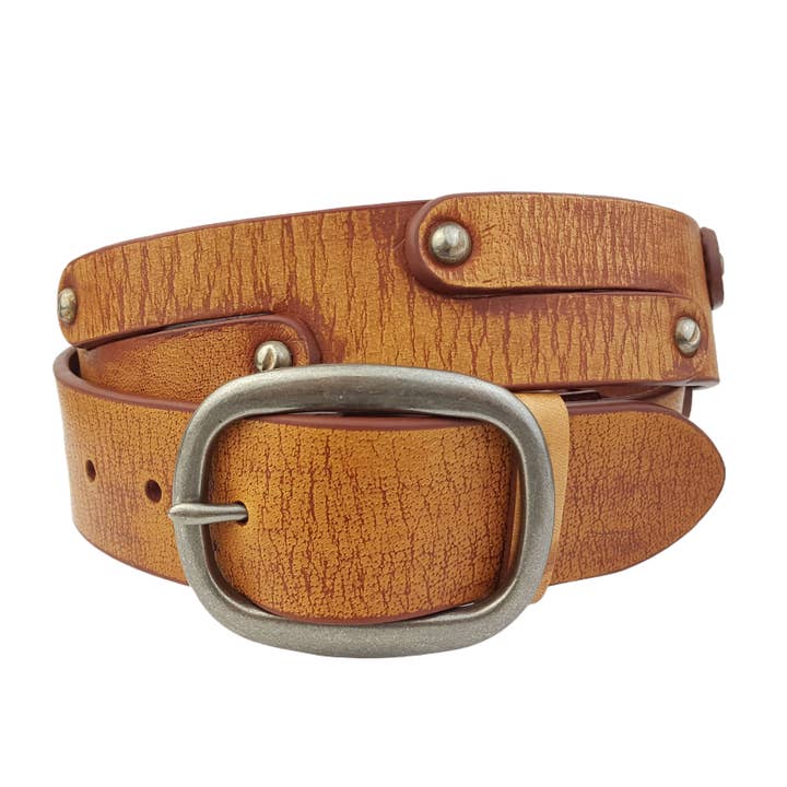 Axesoria West - Wholesale Belt - Women's - Vintage Distressed Studded Leather Jean belt