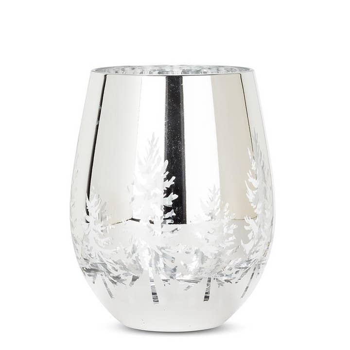 Abbott – wholesale Wine glass – Winter Trees Stemless Wine Glass - Silver - 4.5"H(18oz)