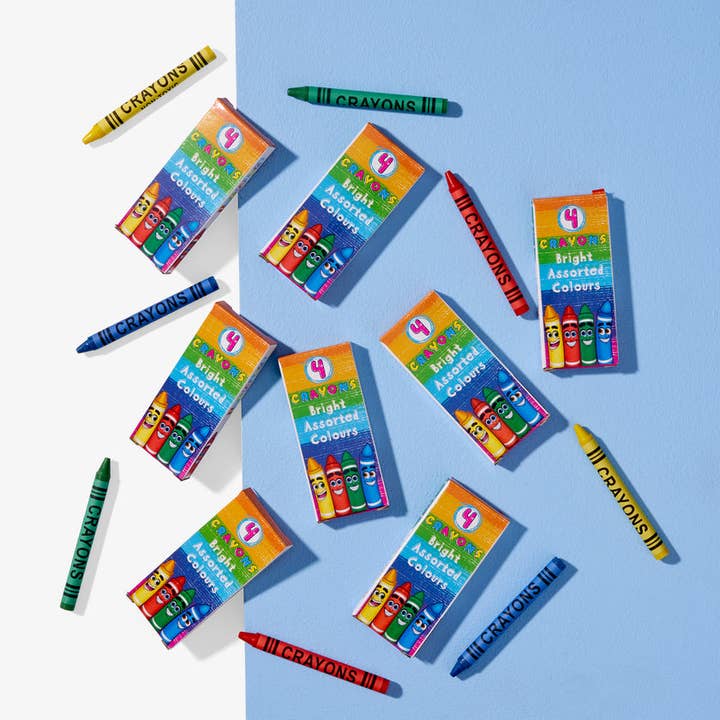 The Twiddlers – wholesale Crayons – Child & baby – 144 Boxes of Mixed Coloured Wax Crayons - 4 Crayons per box
