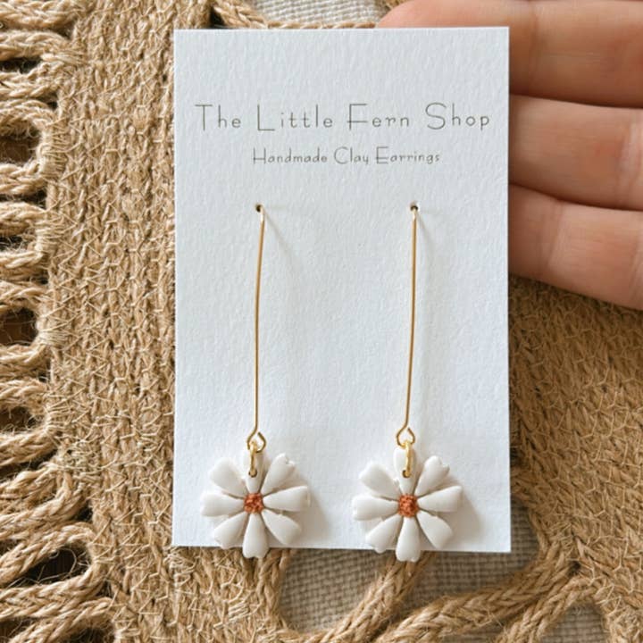 The Little Fern Shop - Wholesale Dangle Earrings - Long Wire Daisy Dangles0