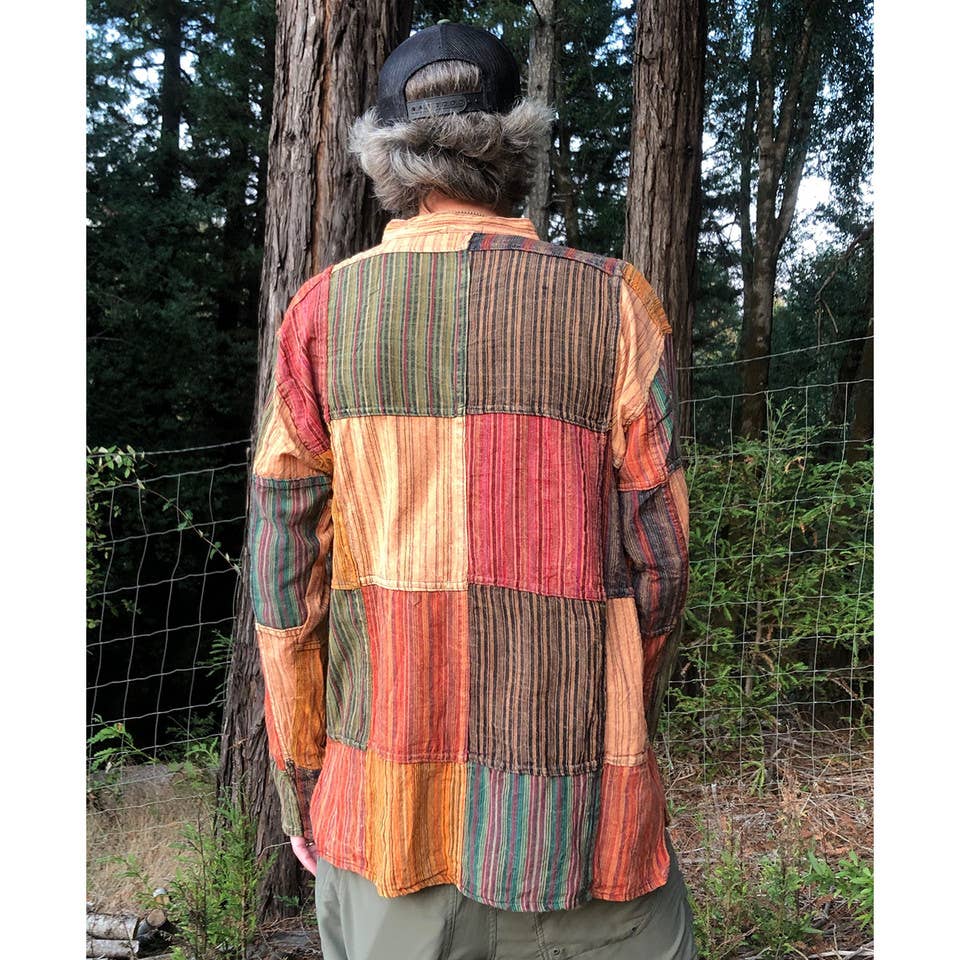 Hippie 100% Cotton Patchwork Stonewash Men's Long Sleeves for wholesale on Faire2