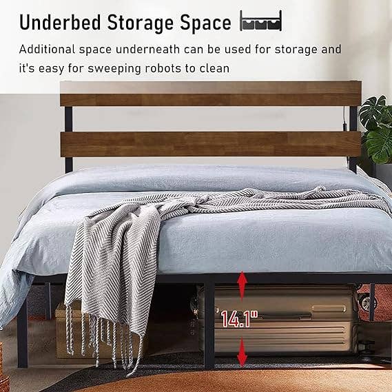 OUVR - Wholesale Bedroom Furniture - Queen Bed Frame, Platform Bed Frame with Headboard, Bed Fram18