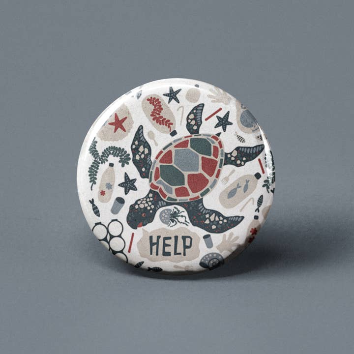 Sea Turtle Pinback Button for wholesale by The Pin Pal Club