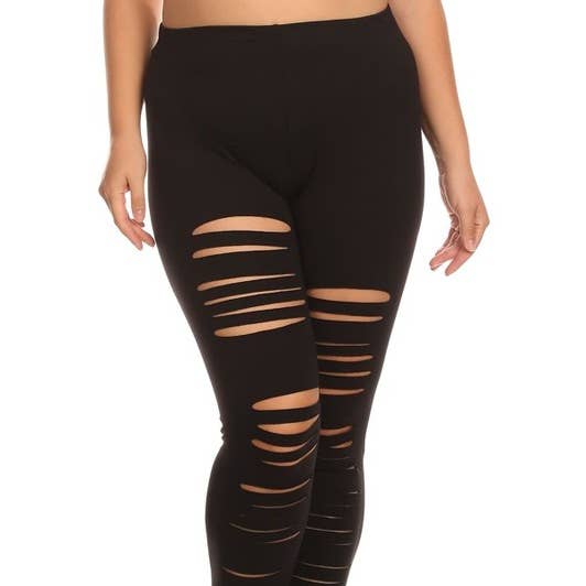 Legging ajusté pleine longueur uni avec taille haute et coupe pour la vente par Black Pearl Clothing
