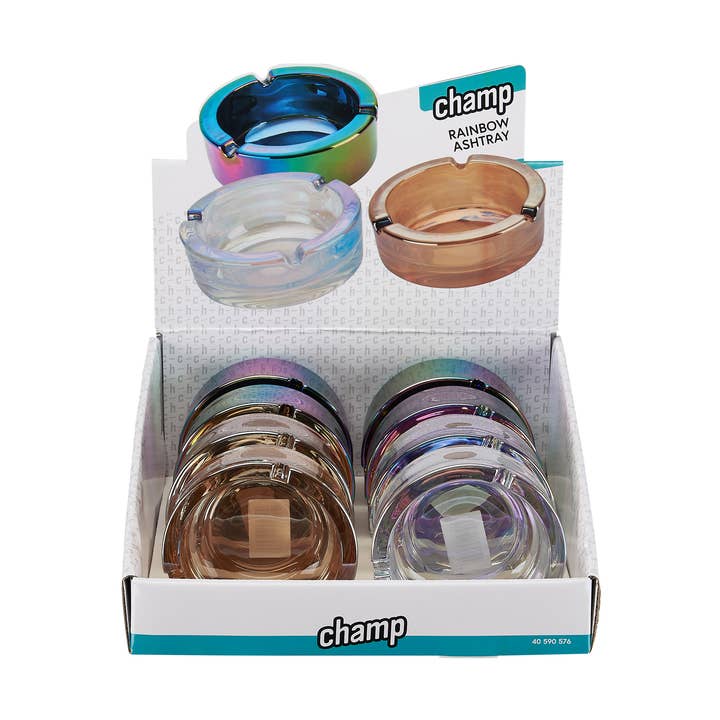 9*3.8 cm rainbow decor glass ashtray for wholesale by Champ by Polyflame