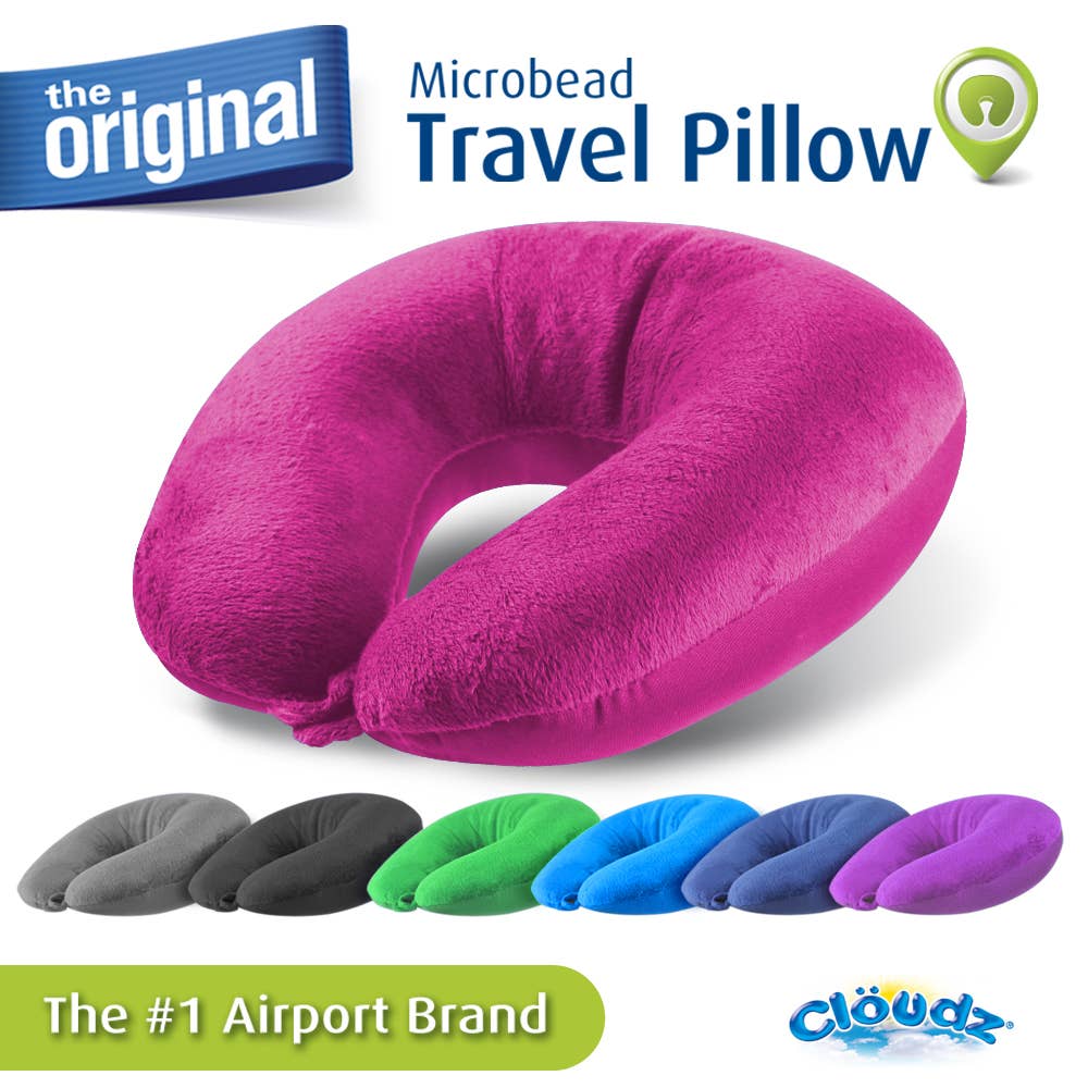 Cloudz - Wholesale Travel Pillow - Cloudz Microbead Travel Neck Pillow - Bright Pink1