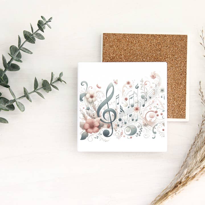 Music Notes Ceramic Coaster for wholesale by Dogwood Graphics & Design