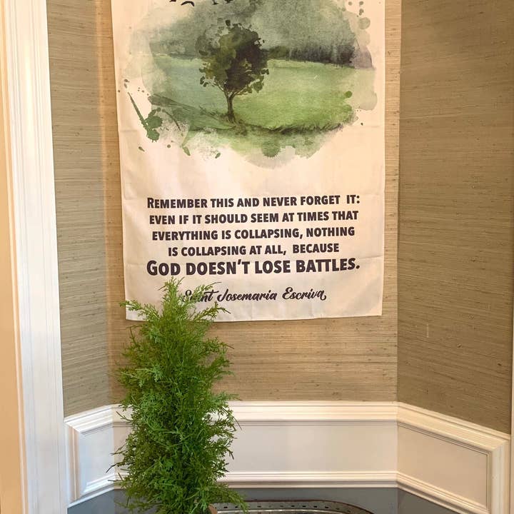 Saint Josemaria Escriva Canvas Wall Hanging. God doesn't lose battles Canvas Hanging. Saint Wall Hanging. Saint gift. Catholic Art. Tapestry for wholesale by Meyer Market Designs