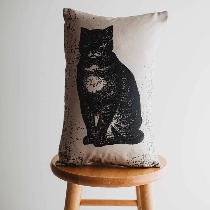Primitieve zwarte kat lendenkussen | 18x12 Halloween-decor | Herfstdecor | Kamerdecor | Decoratieve kussens | Cadeau voor haar | Bankkussens voor wholesale door UniikPillows