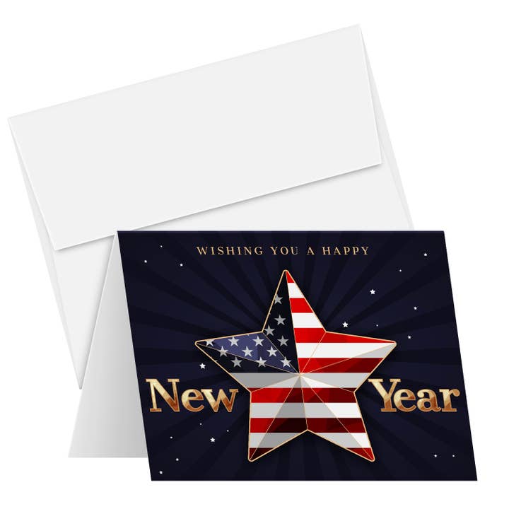 2026 Gott Nytt År Amerika! Patriotiska Gratulationskort, 10-pack för wholesale av Fine Cardstock