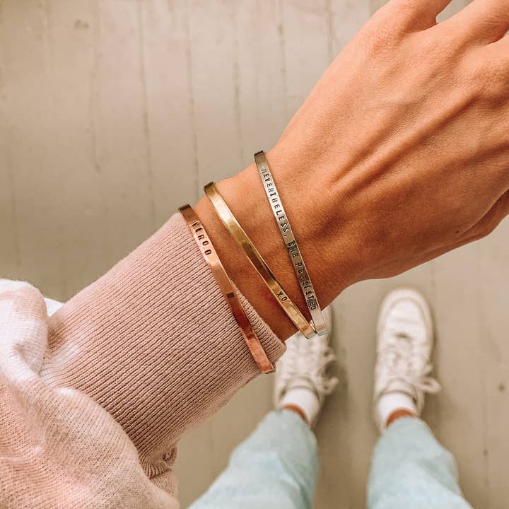 Camilla Limón - Wholesale Cuff Bracelet - You Are Loved Quote Dainty Stacking Engraved Cuff Bracelet10