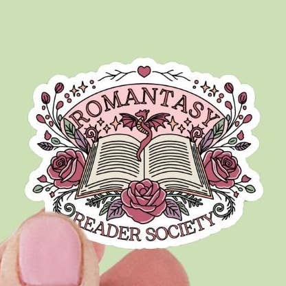 Autocollant en vinyle de la Société des lecteurs de romantasy pour la vente par Limes & Lilly