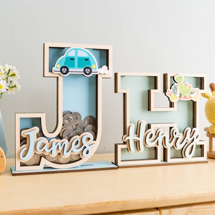 Tirelire lettre en bois personnalisée pour bébé garçon R15 pour la vente par BearCrafts