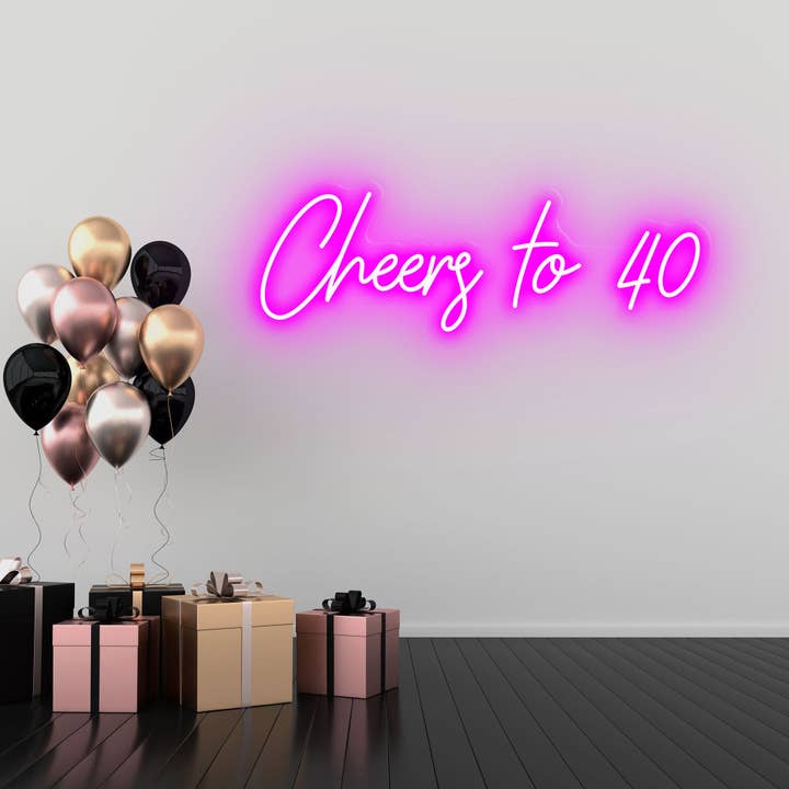 Letrero de neón «Cheers to 40», diseño de fiesta de cumpleaños para venta al por mayor de NexGenow