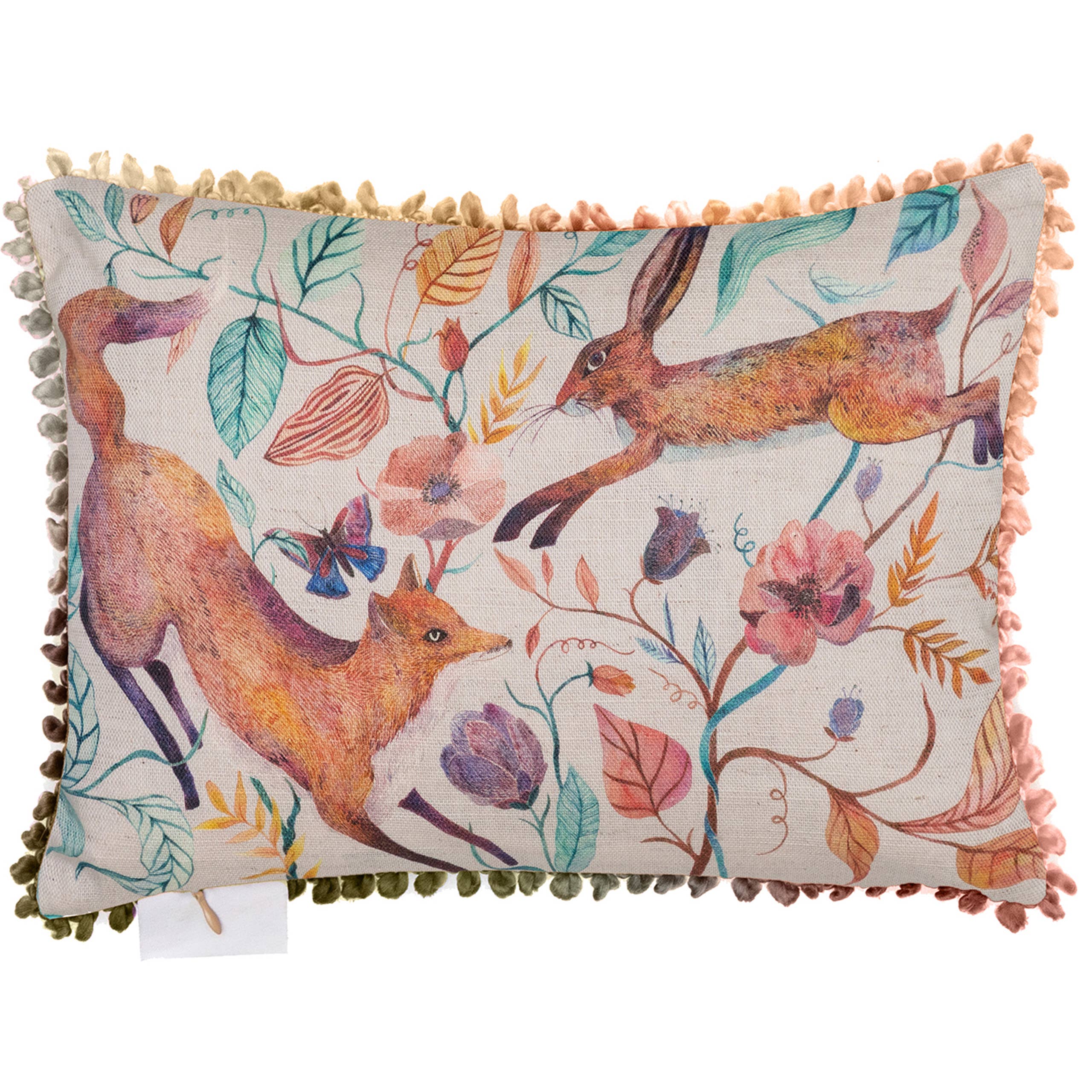 Leaping Into The Fauna Small Printed Cushion Linen for wholesale on Faire1
