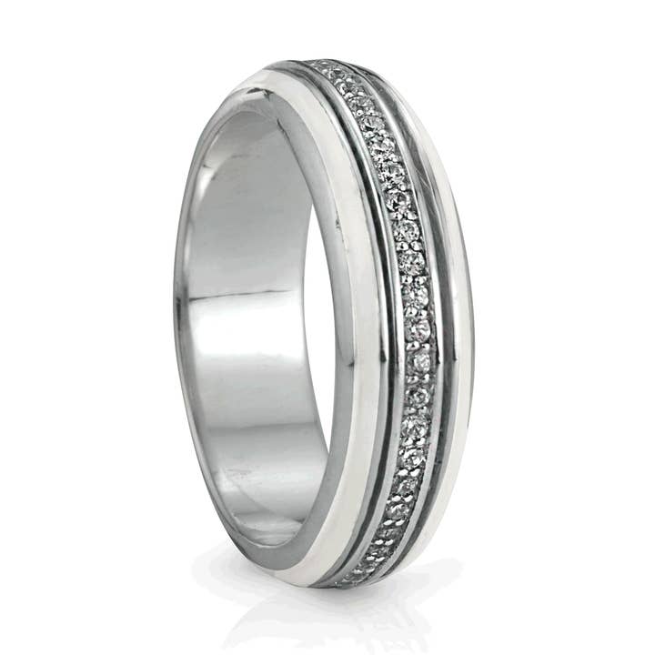 Oasis Sterling sølv perle hvid emalje meditationsring for engroshandel hos MeditationRings