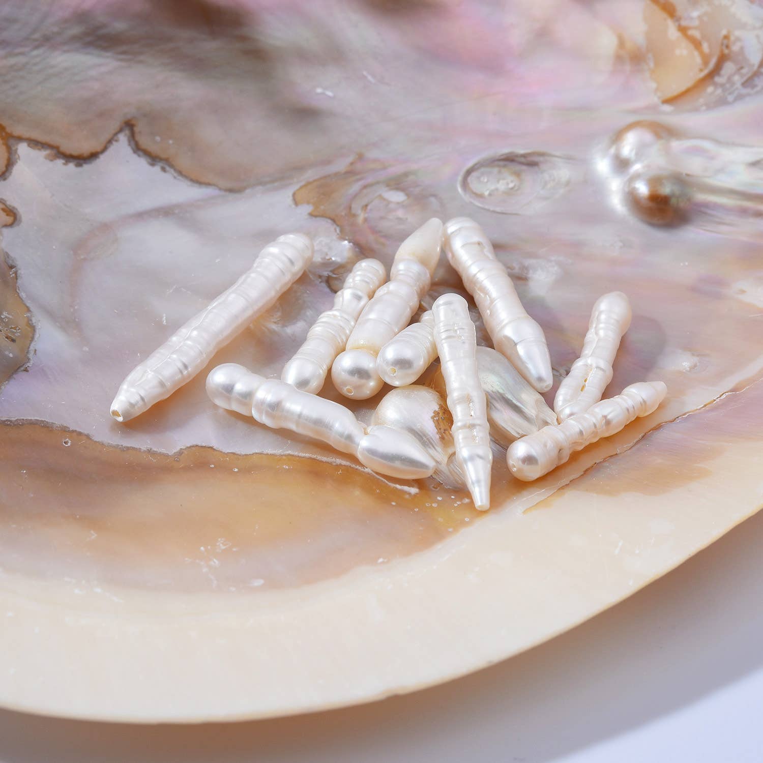 Beads Creation - Wholesale Beads - Top to Bottom Drill Pearl Bead Toothpick Pillar Pearl FWP0110