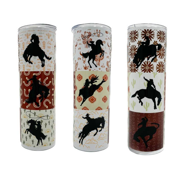Bucking Horse Western Skinny Tumbler for wholesale by Sage & Soil