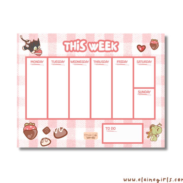 Notepad 11 x 8.5 | Weekly Planner | Valentine's Gingham for wholesale by Elaine Girls
