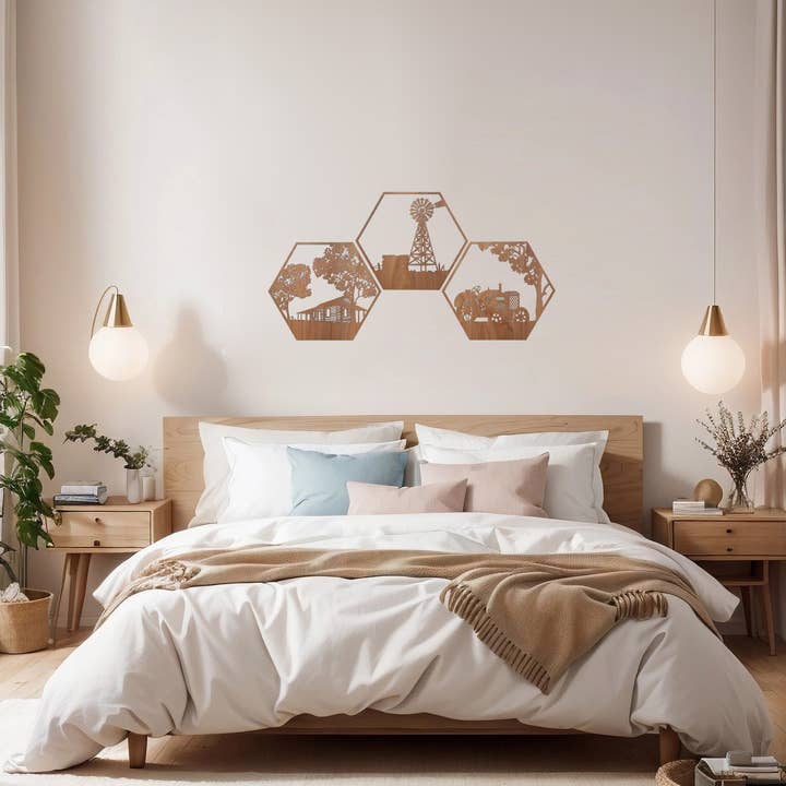 Straya Art - Wholesale Wall Accent - Rustic Windmill Hexagon Wall Art5