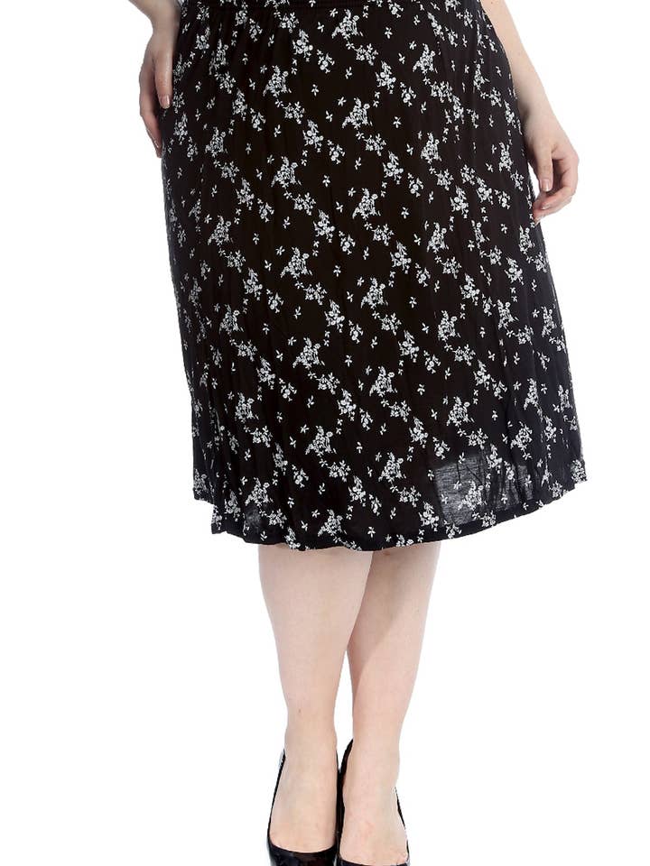 5046 Floral Print Skater Skirt for wholesale by NOUVELLE