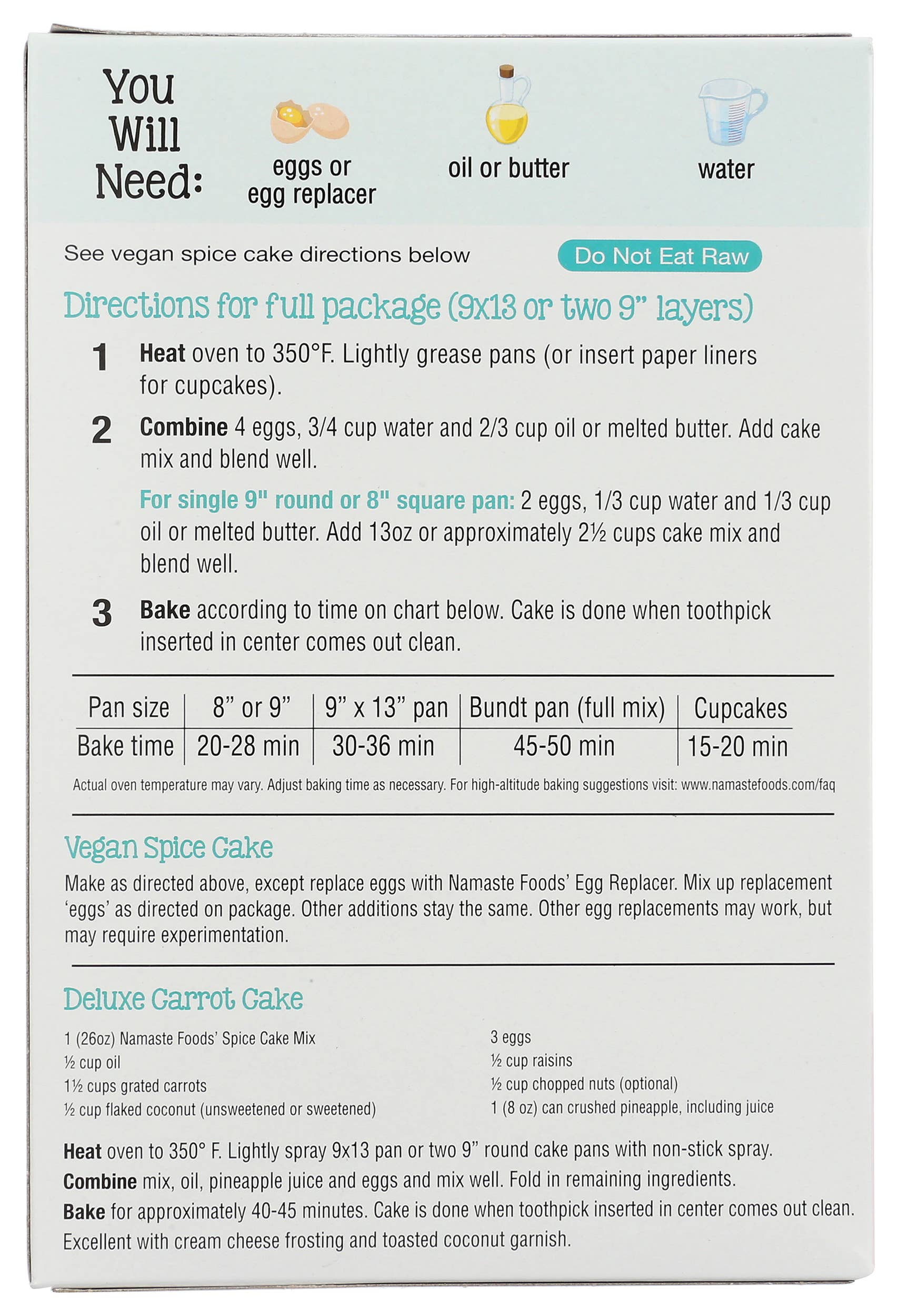 Namaste Foods - Vente Mélanges pour gâteau - Préparation sans gluten pour gâteau aux épices1